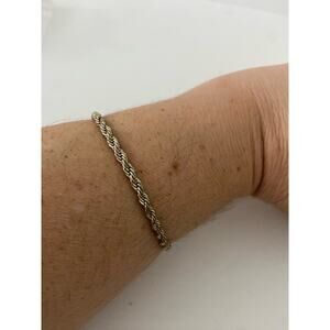 Vintage Rope chain bracelet silver tone